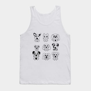 Whimsical Pup Portrayal: Hand-Drawn Dog Art Tank Top